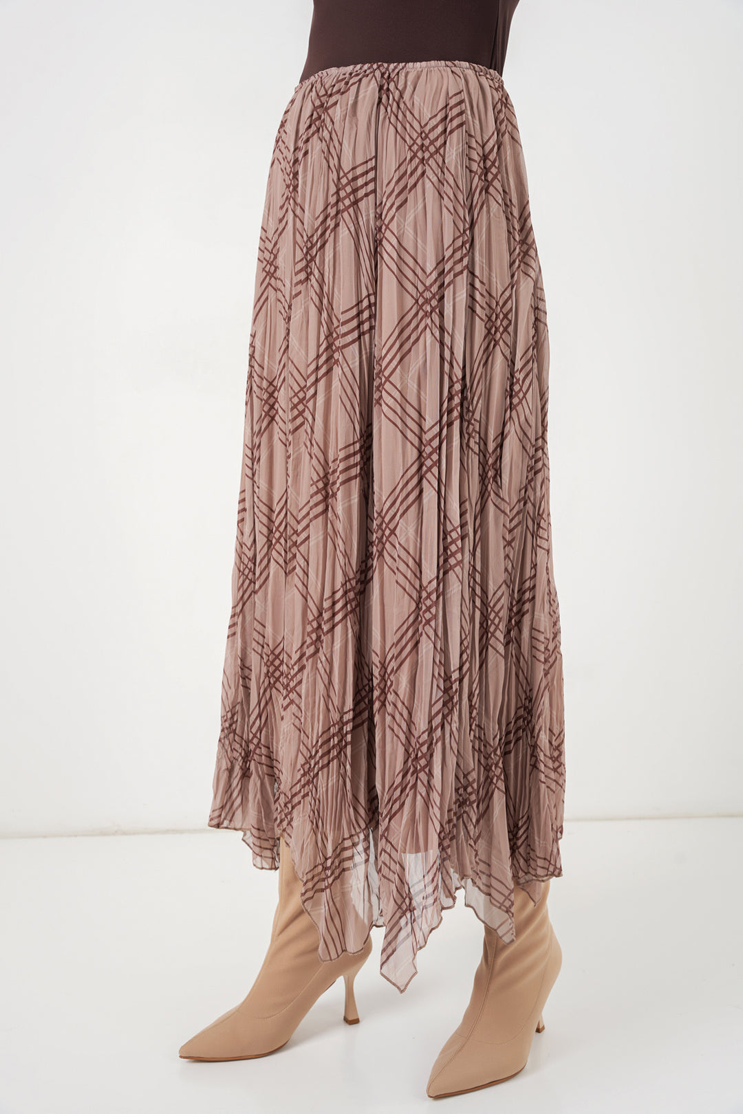Bigdart Jupe en chiffon à coupe asymétrique pour femme 8056 - Taupe