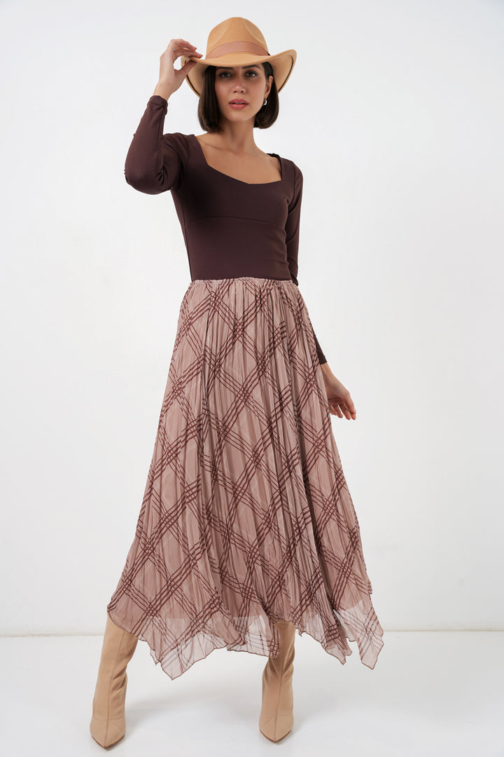 Bigdart Jupe en chiffon à coupe asymétrique pour femme 8056 - Taupe