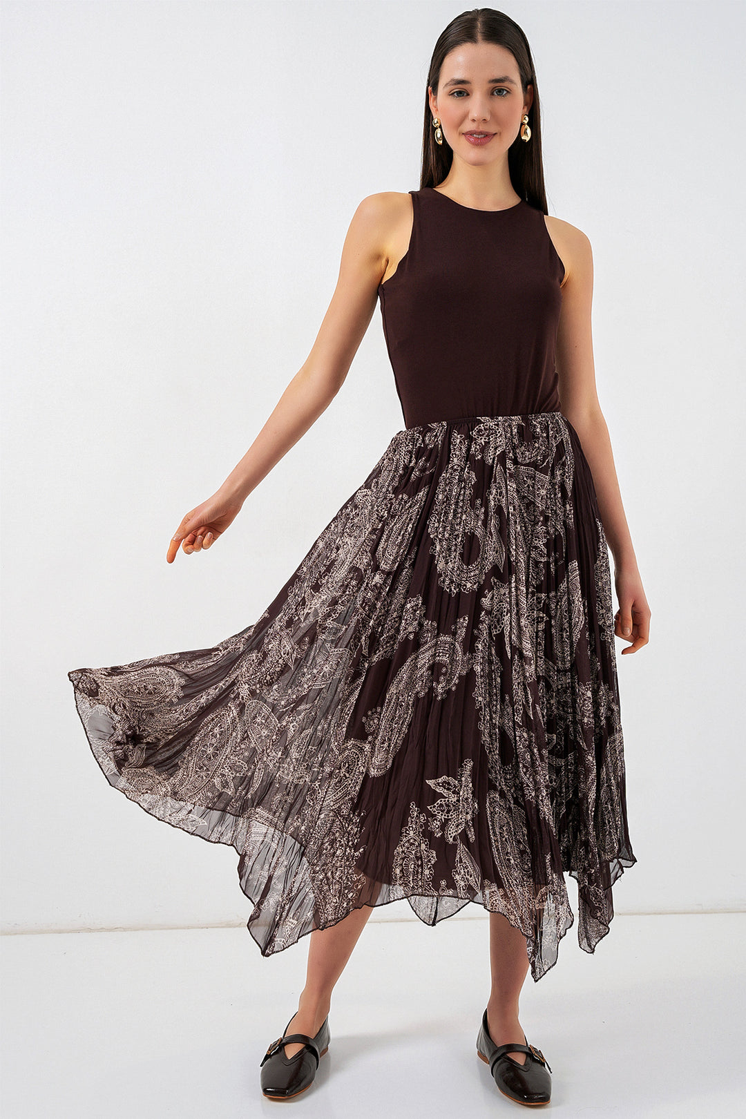 Bigdart Jupe asymétrique en tulle chiffon pour femme 8061 - Marron