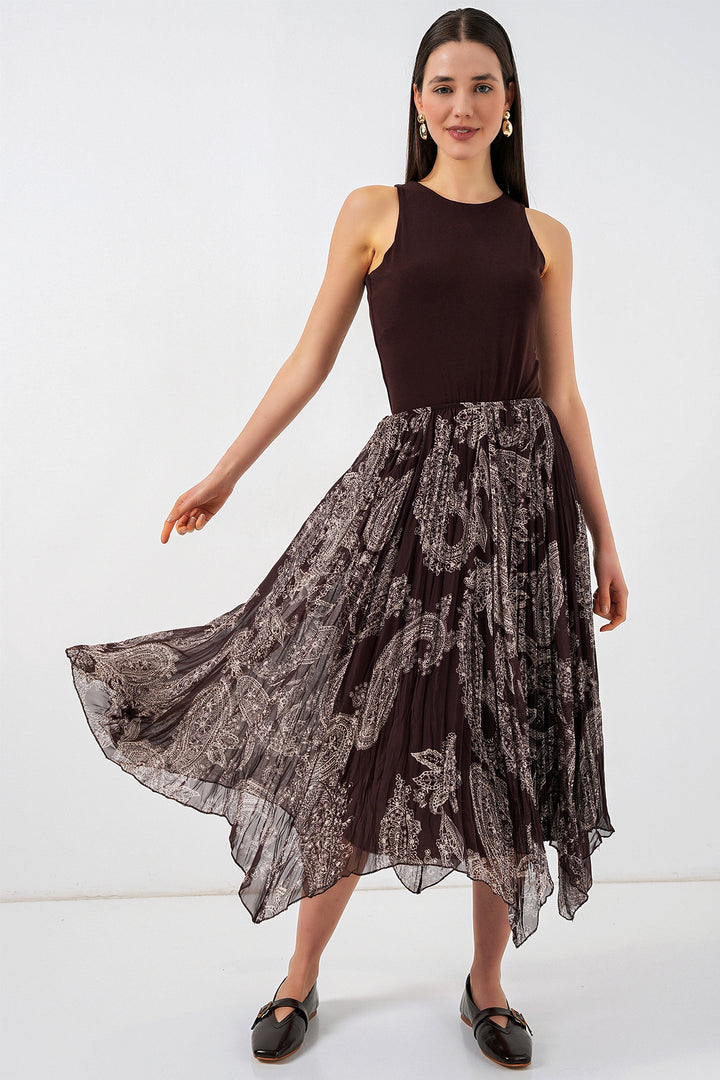 Bigdart Jupe asymétrique en tulle chiffon pour femme 8061 - Marron