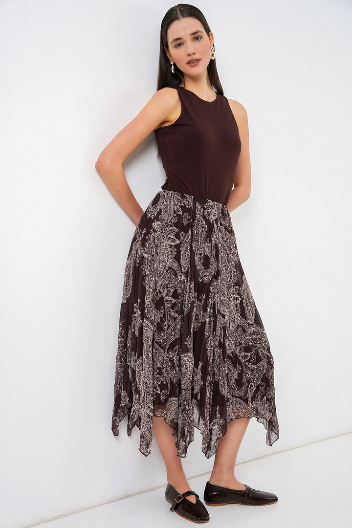 Bigdart Jupe asymétrique en tulle chiffon pour femme 8061 - Marron