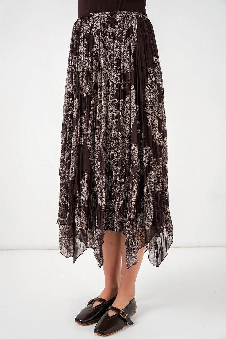 Bigdart Jupe asymétrique en tulle chiffon pour femme 8061 - Marron