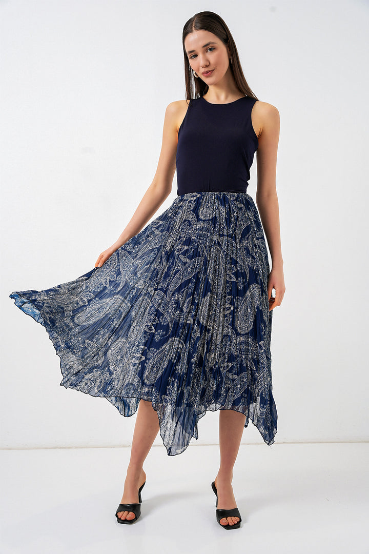 Bigdart Jupe asymétrique en tulle chiffon pour femme 8061 - Bleu marine