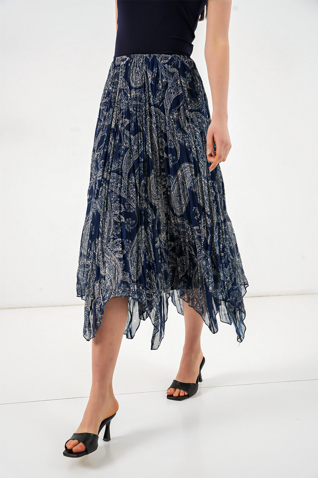 Bigdart Jupe asymétrique en tulle chiffon pour femme 8061 - Bleu marine