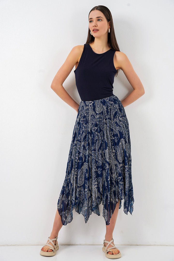 Bigdart Jupe asymétrique en tulle chiffon pour femme 8061 - Bleu marine
