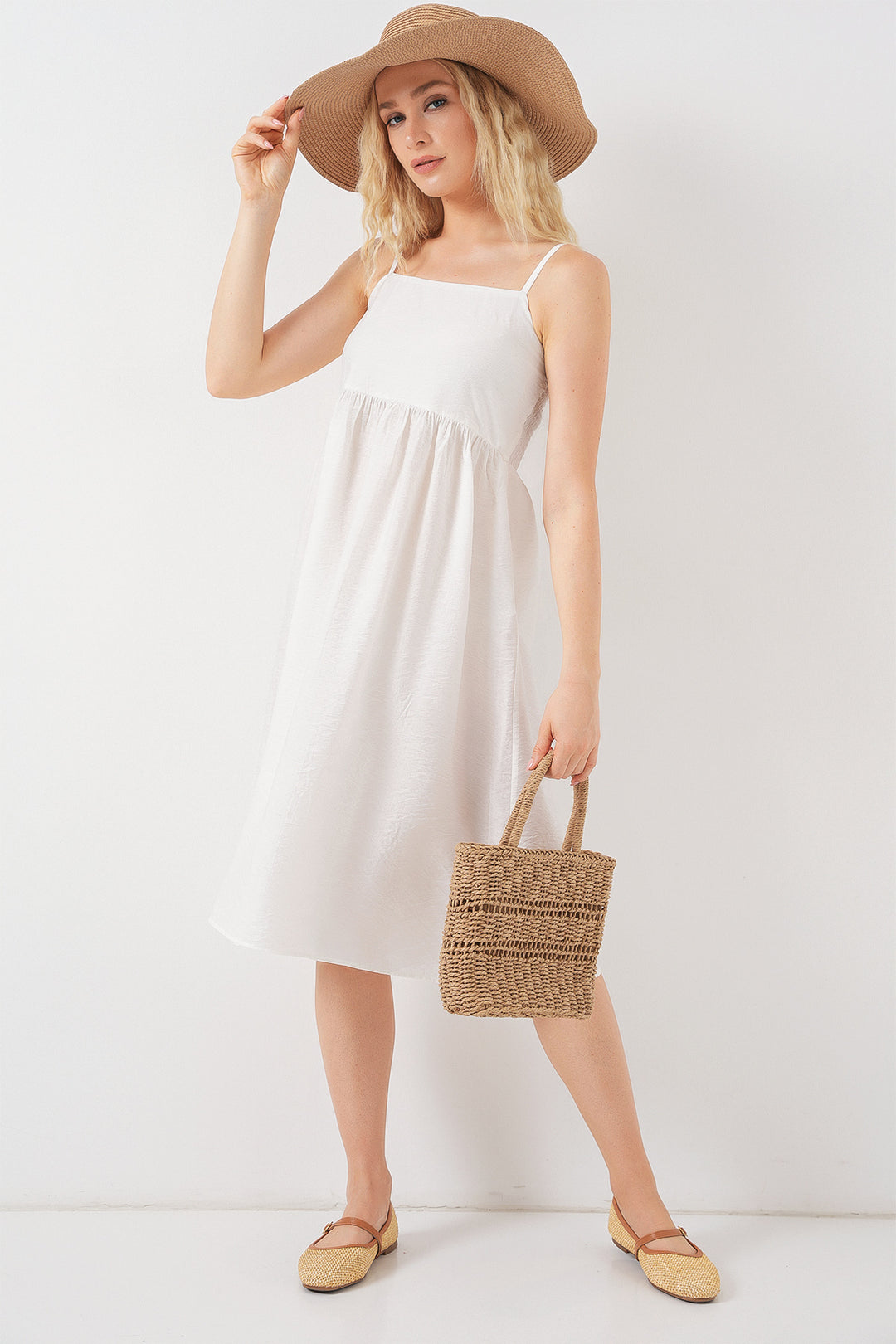 Bigdart Robe à bretelles en ayrobin pour femme 2565 - Blanc