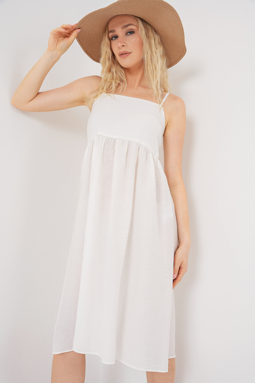 Bigdart Robe à bretelles en ayrobin pour femme 2565 - Blanc