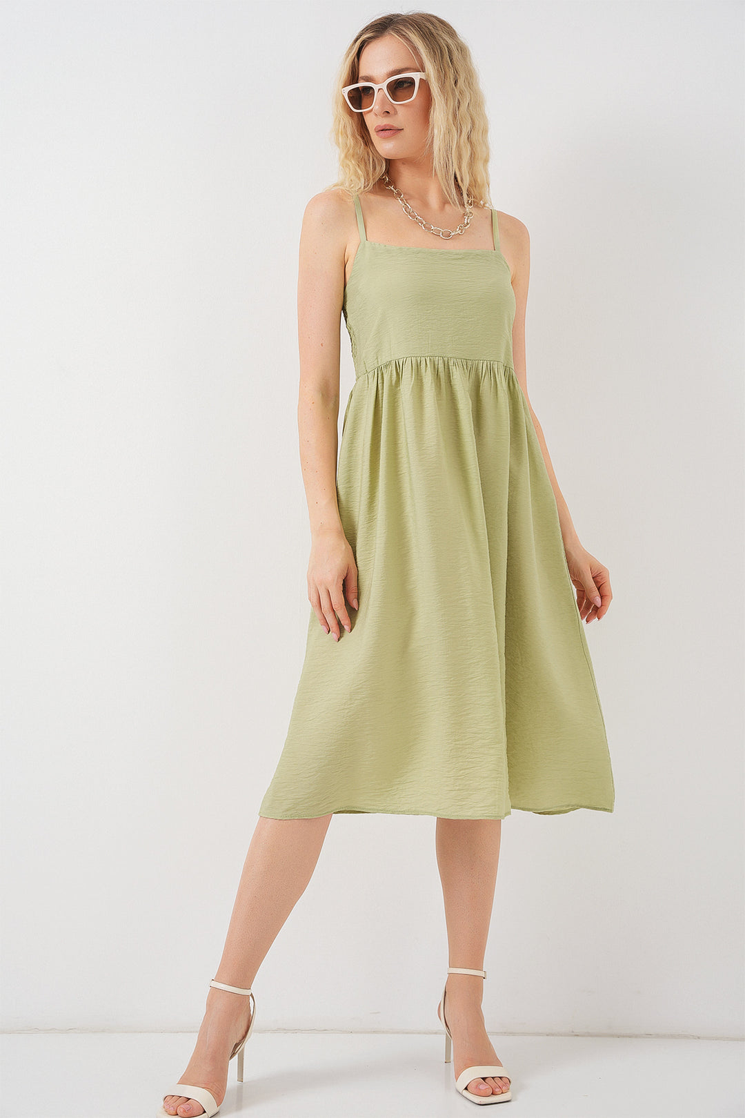 Bigdart Robe à bretelles en ayrobin pour femme 2565 - E.Vert