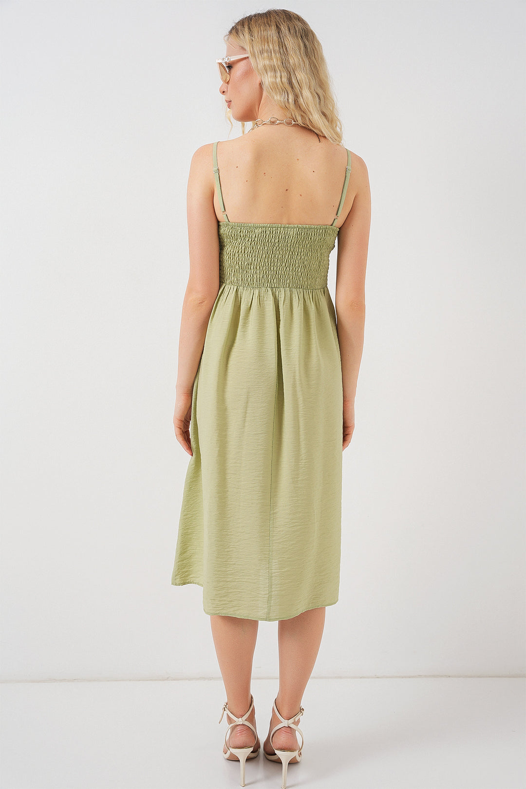 Bigdart Robe à bretelles en ayrobin pour femme 2565 - E.Vert
