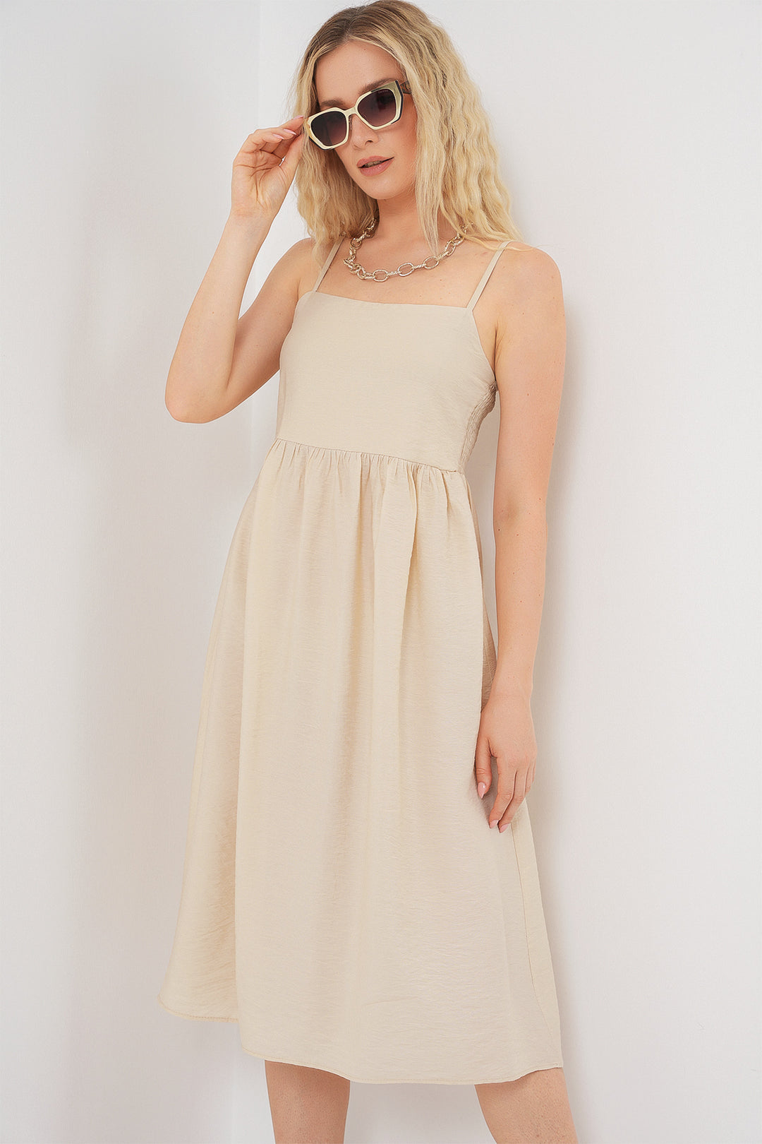 Bigdart Robe à bretelles en ayrobin pour femme 2565 - Crème