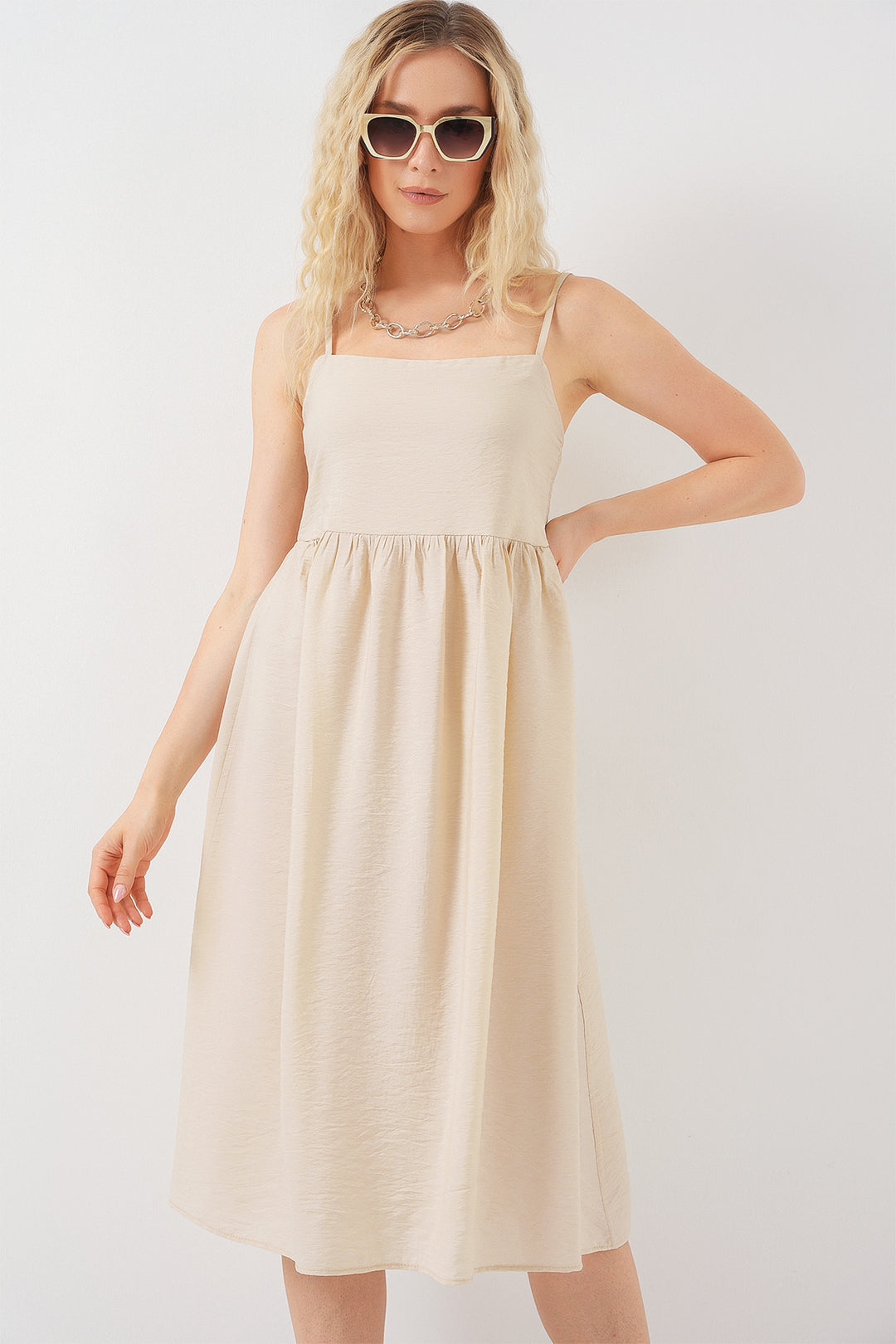 Bigdart Robe à bretelles en ayrobin pour femme 2565 - Crème