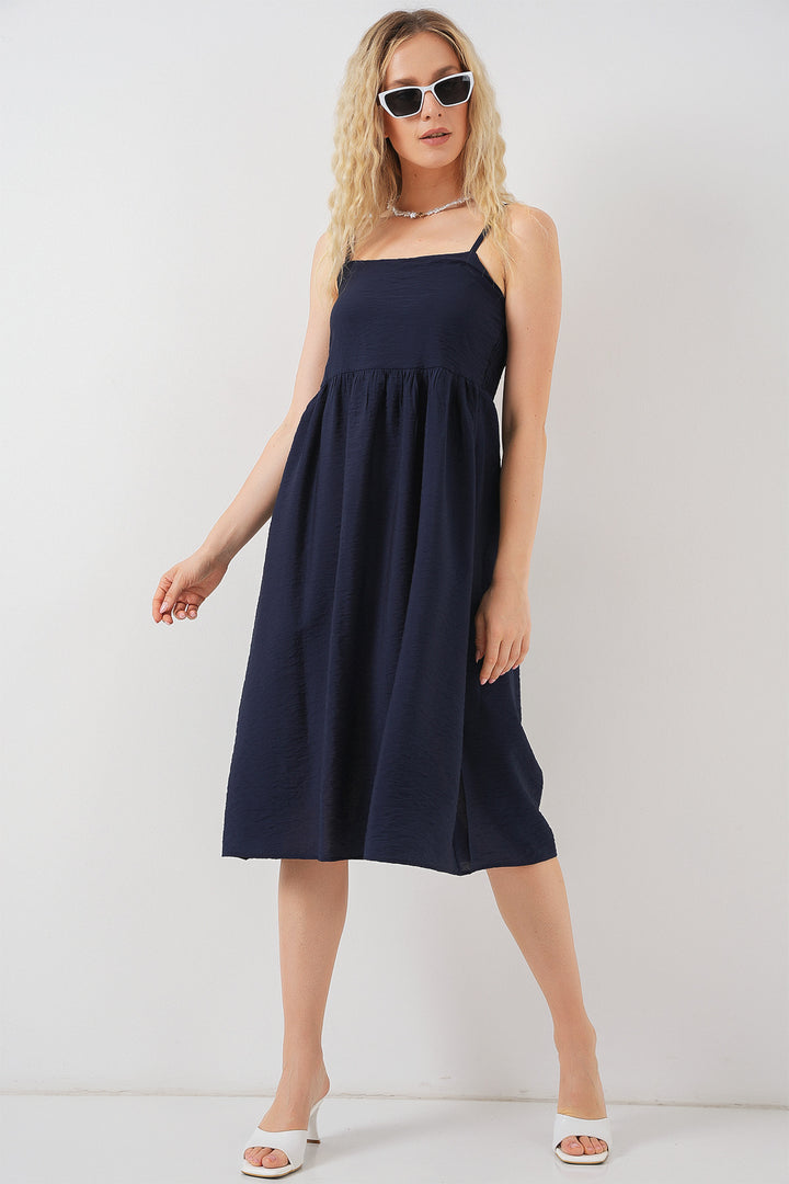 Bigdart Robe à bretelles en ayrobin pour femme 2565 - Bleu marine