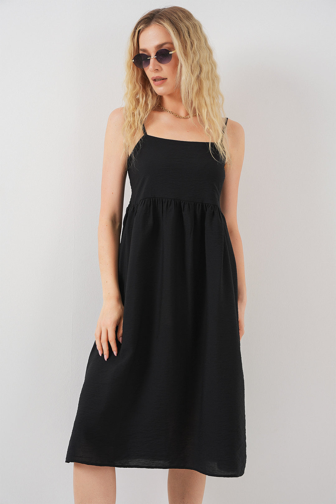 Bigdart Robe à bretelles en ayrobin pour femme 2565 - Noir