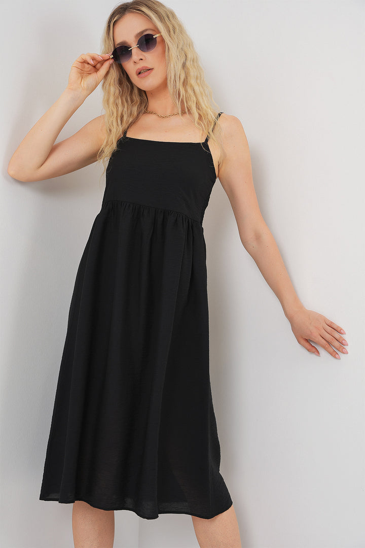 Bigdart Robe à bretelles en ayrobin pour femme 2565 - Noir