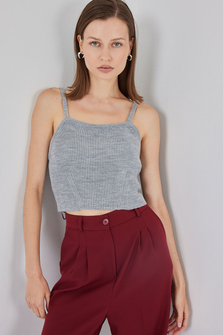 Bigdart Top Blouse à Bretelles Femme 15934 - Gris
