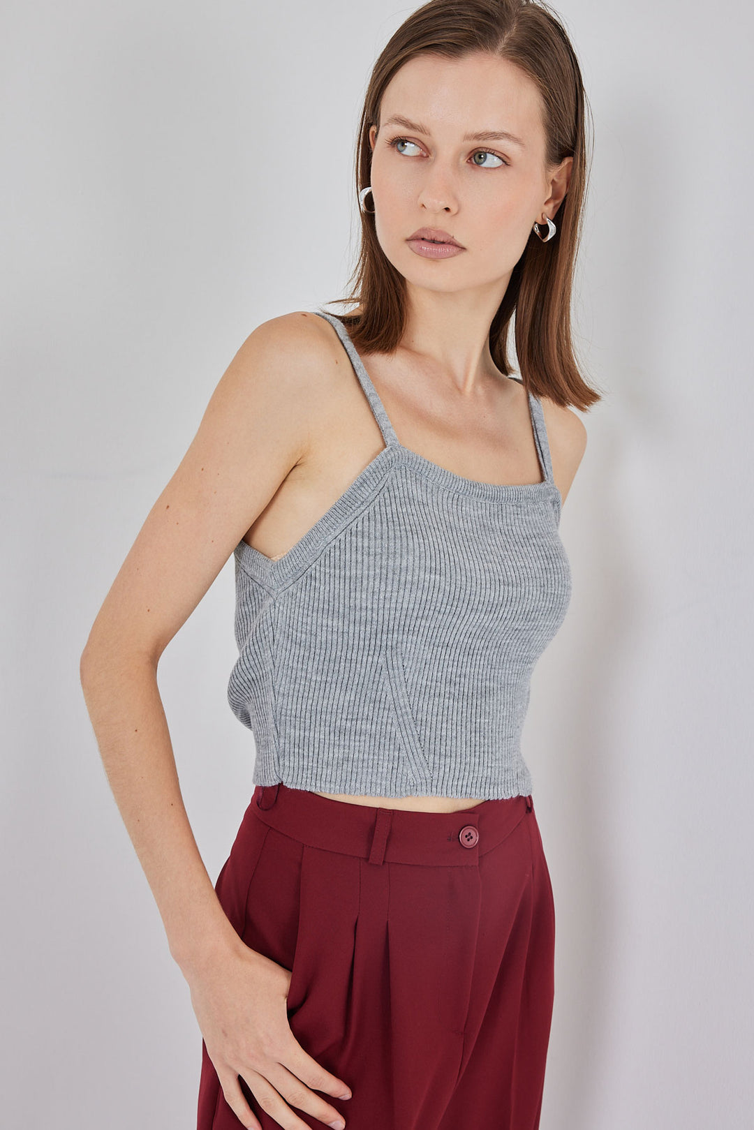 Bigdart Top Blouse à Bretelles Femme 15934 - Gris