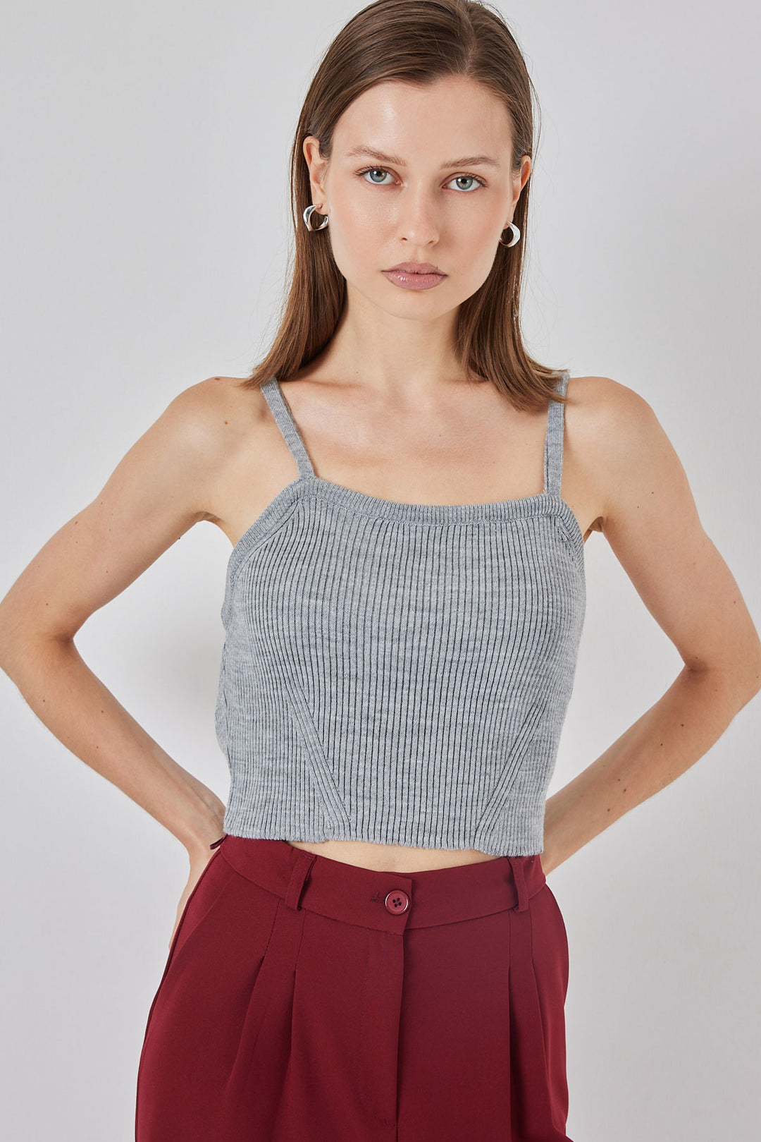 Bigdart Top Blouse à Bretelles Femme 15934 - Gris