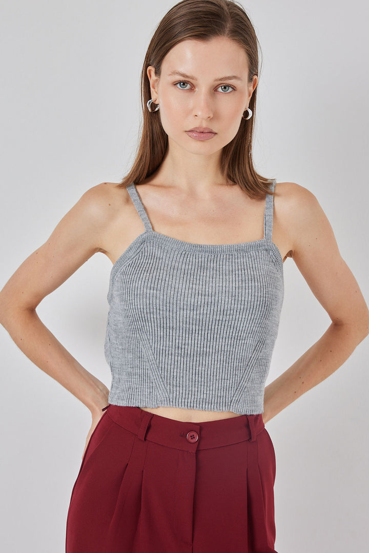 Bigdart Top Blouse à Bretelles Femme 15934 - Gris