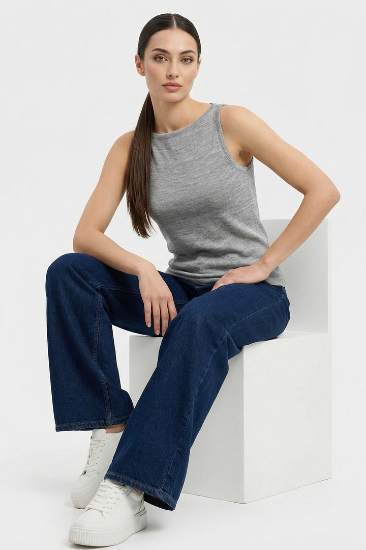 Bigdart Débardeur en tricot à bretelles pour femme 15935 - Gris