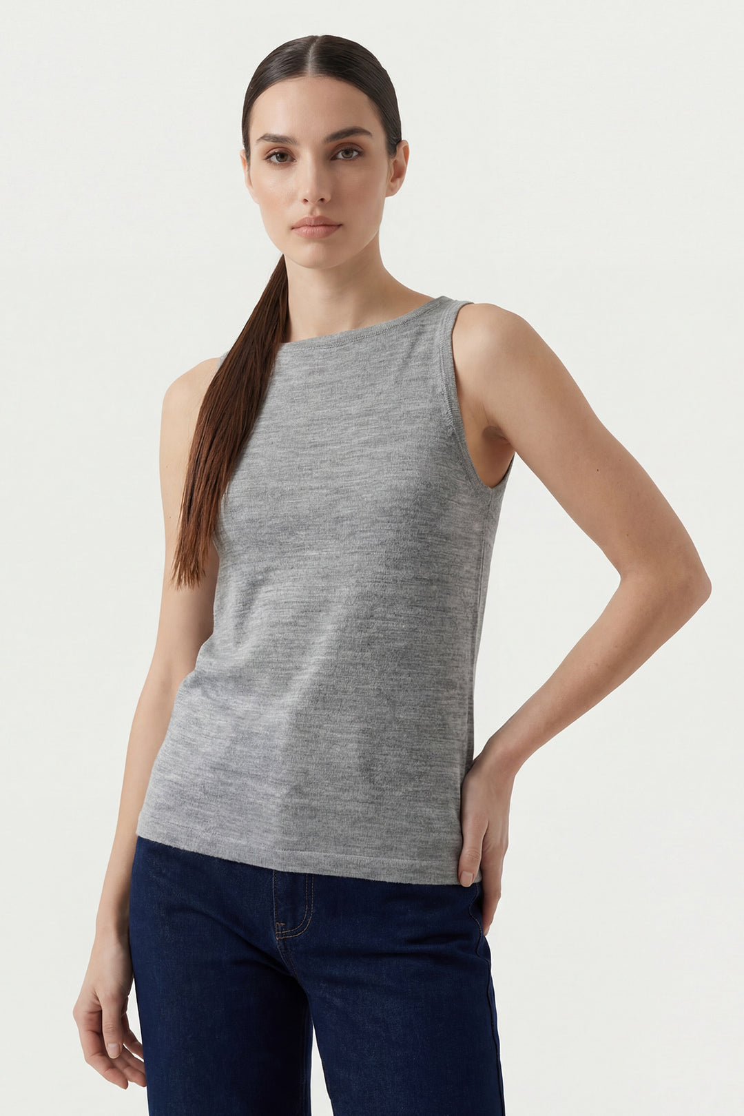 Bigdart Débardeur en tricot à bretelles pour femme 15935 - Gris