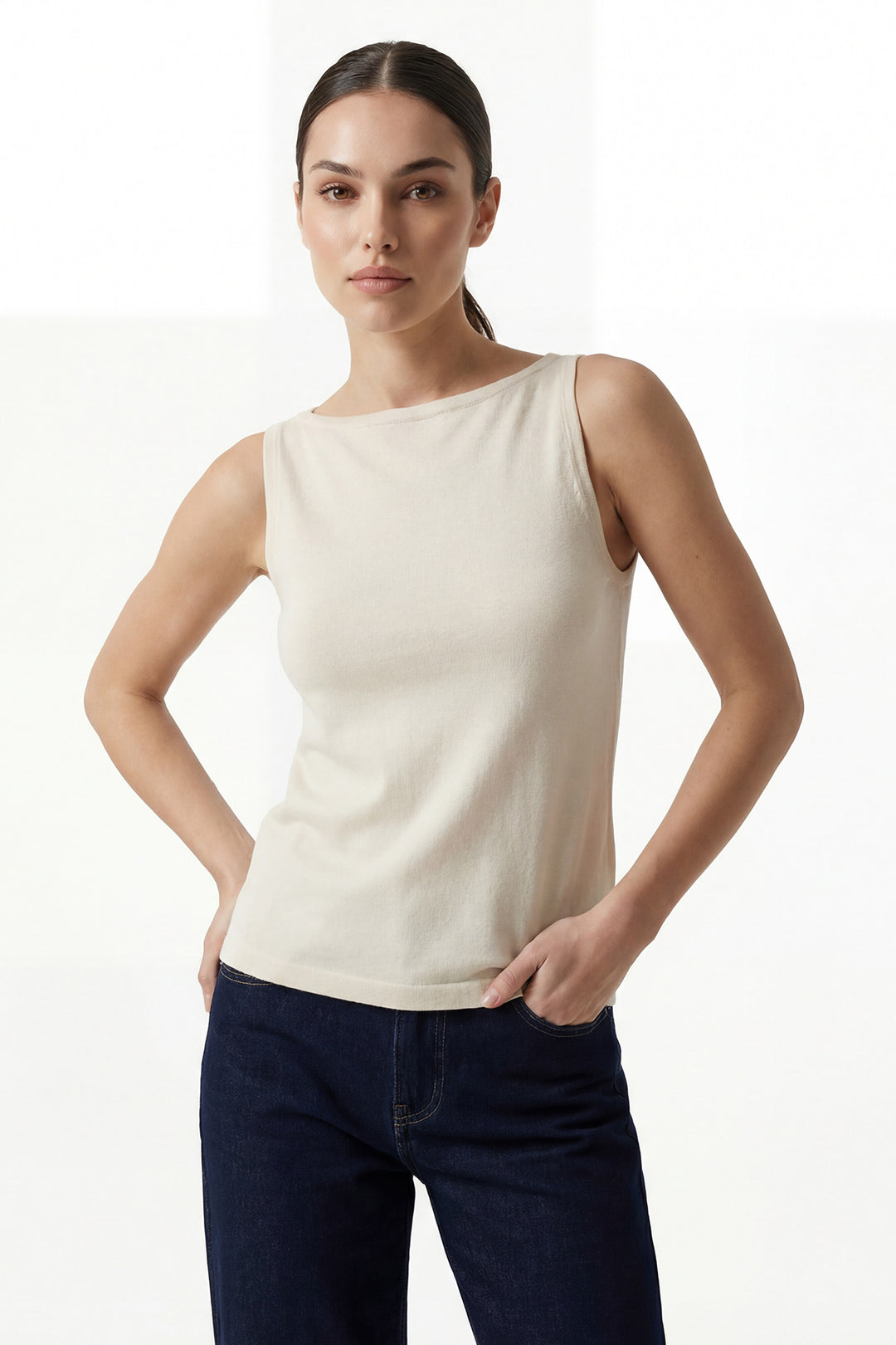 Bigdart Débardeur en tricot à bretelles pour femme 15935 - Crème