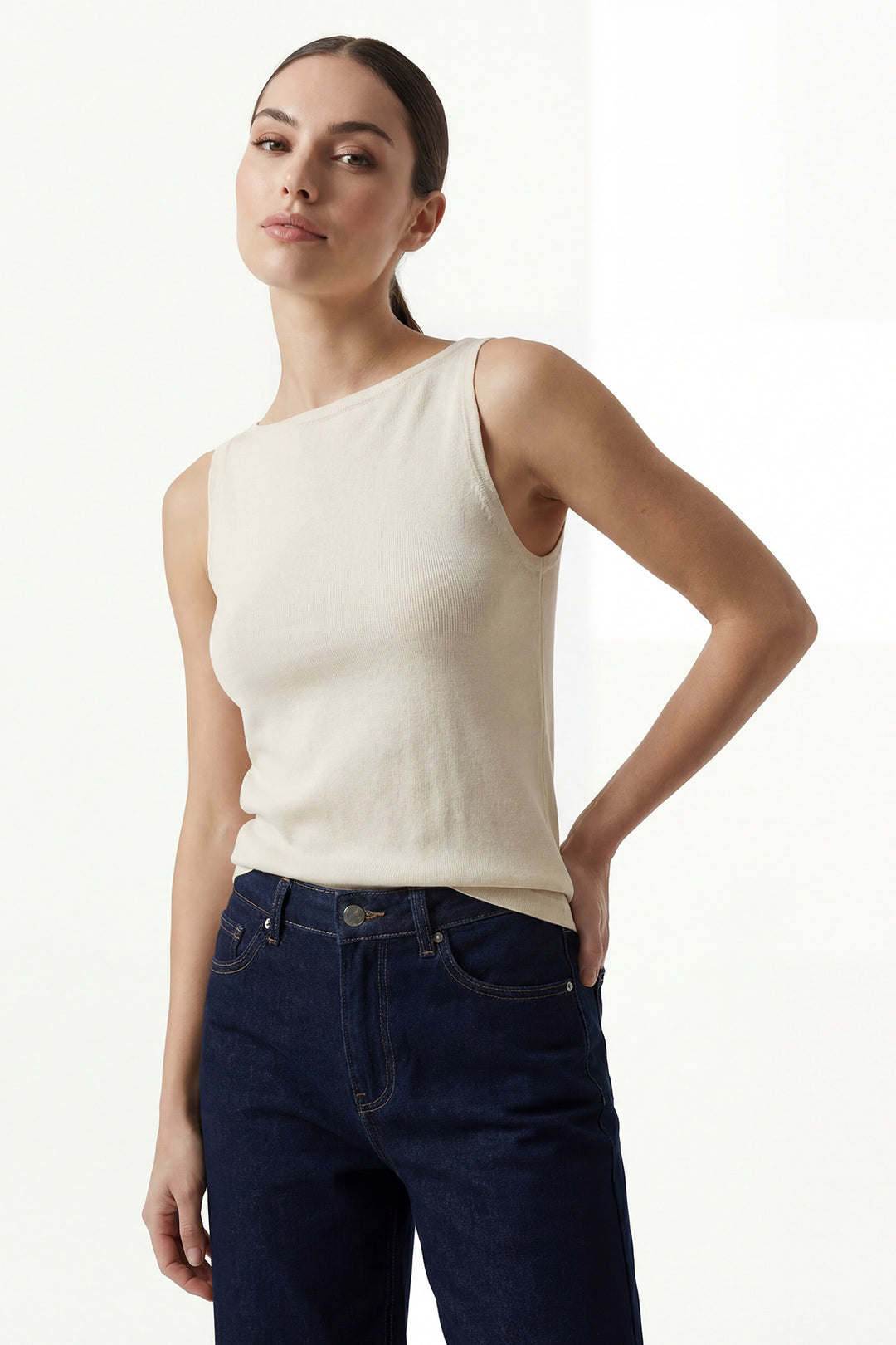 Bigdart Débardeur en tricot à bretelles pour femme 15935 - Crème