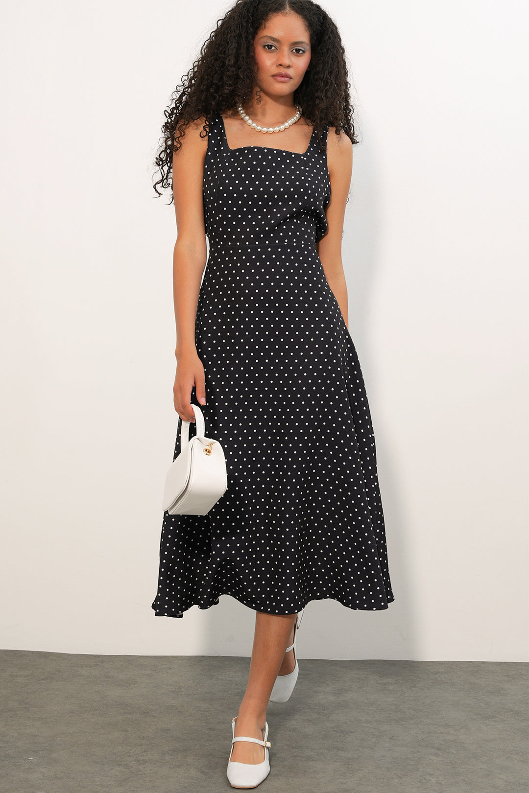 Bigdart Robe à pois à bretelles pour femmes 2611 - Noir