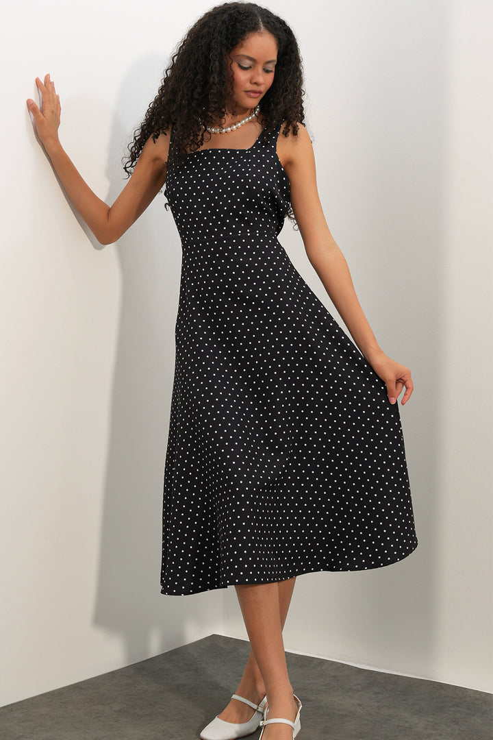 Bigdart Robe à pois à bretelles pour femmes 2611 - Noir