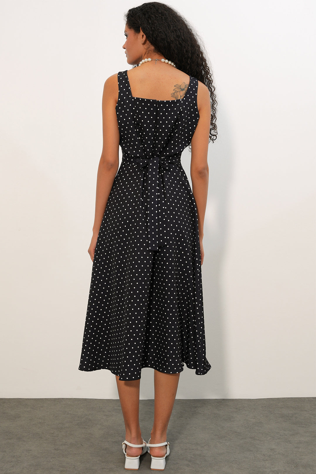Bigdart Robe à pois à bretelles pour femmes 2611 - Noir