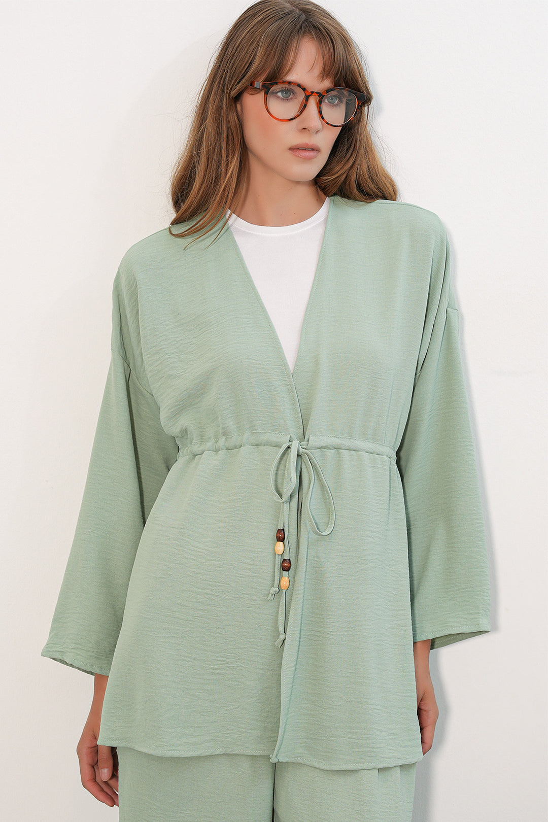 Bigdart Ensemble de 2 pantalons kimono Ayrobin pour femme 30101-E.Green