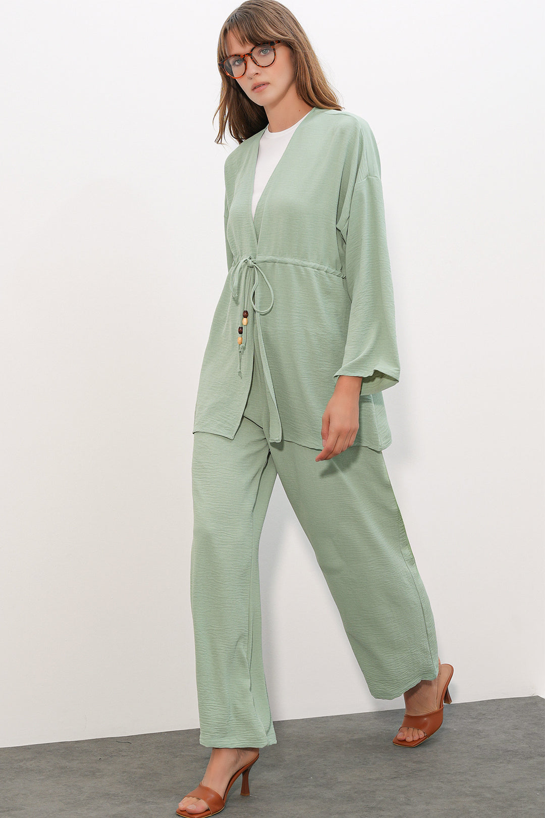 Bigdart Ensemble de 2 pantalons kimono Ayrobin pour femme 30101-E.Green