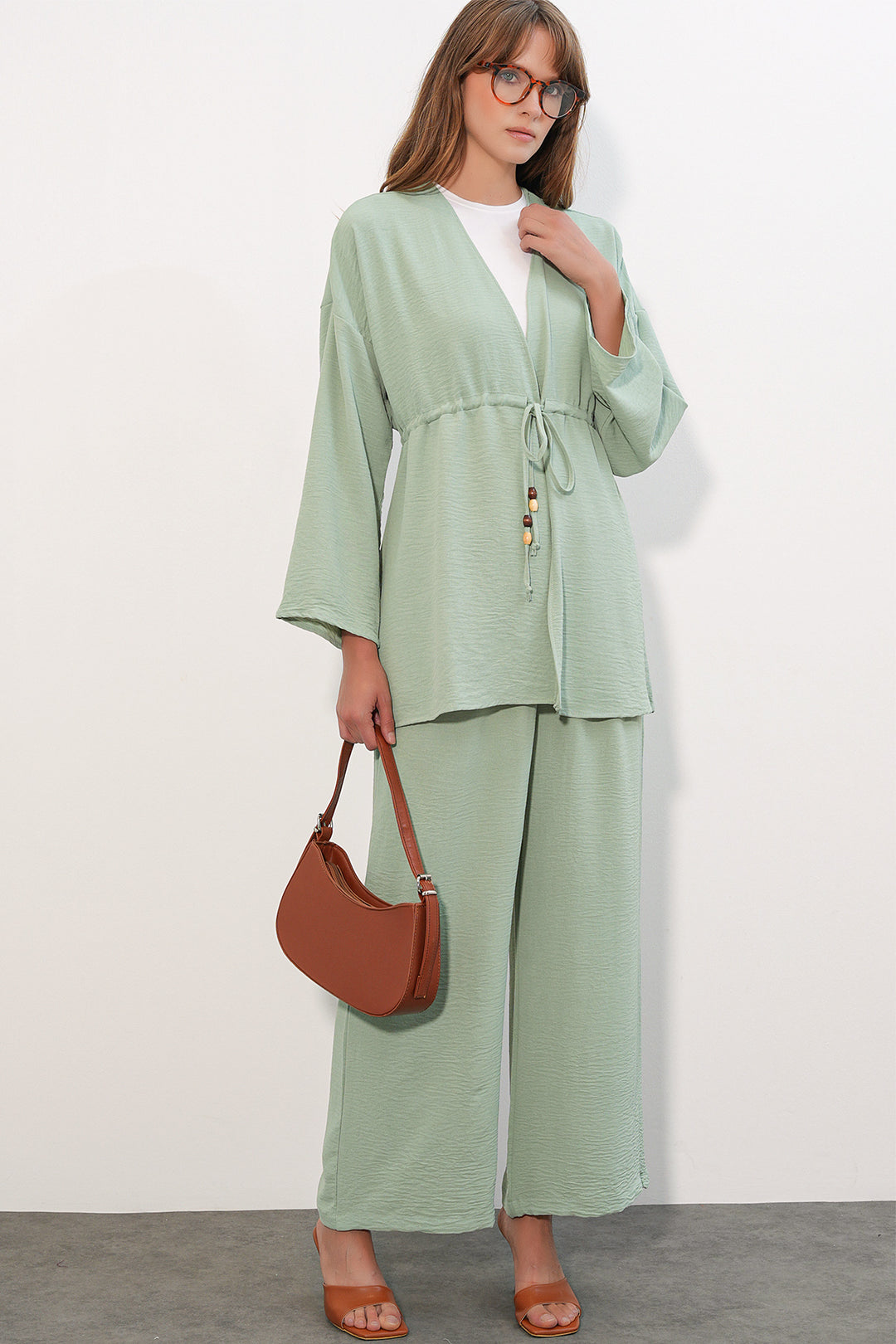 Bigdart Ensemble de 2 pantalons kimono Ayrobin pour femme 30101-E.Green
