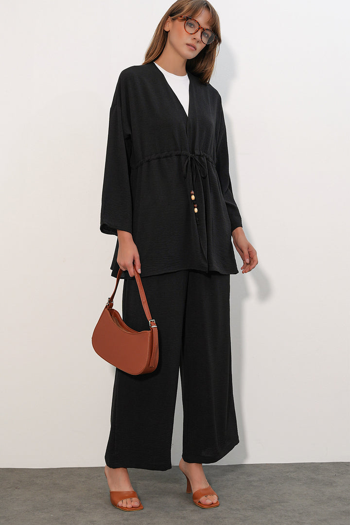 Bigdart Ensemble de 2 pantalons kimono Ayrobin pour femme 30101 - Noir