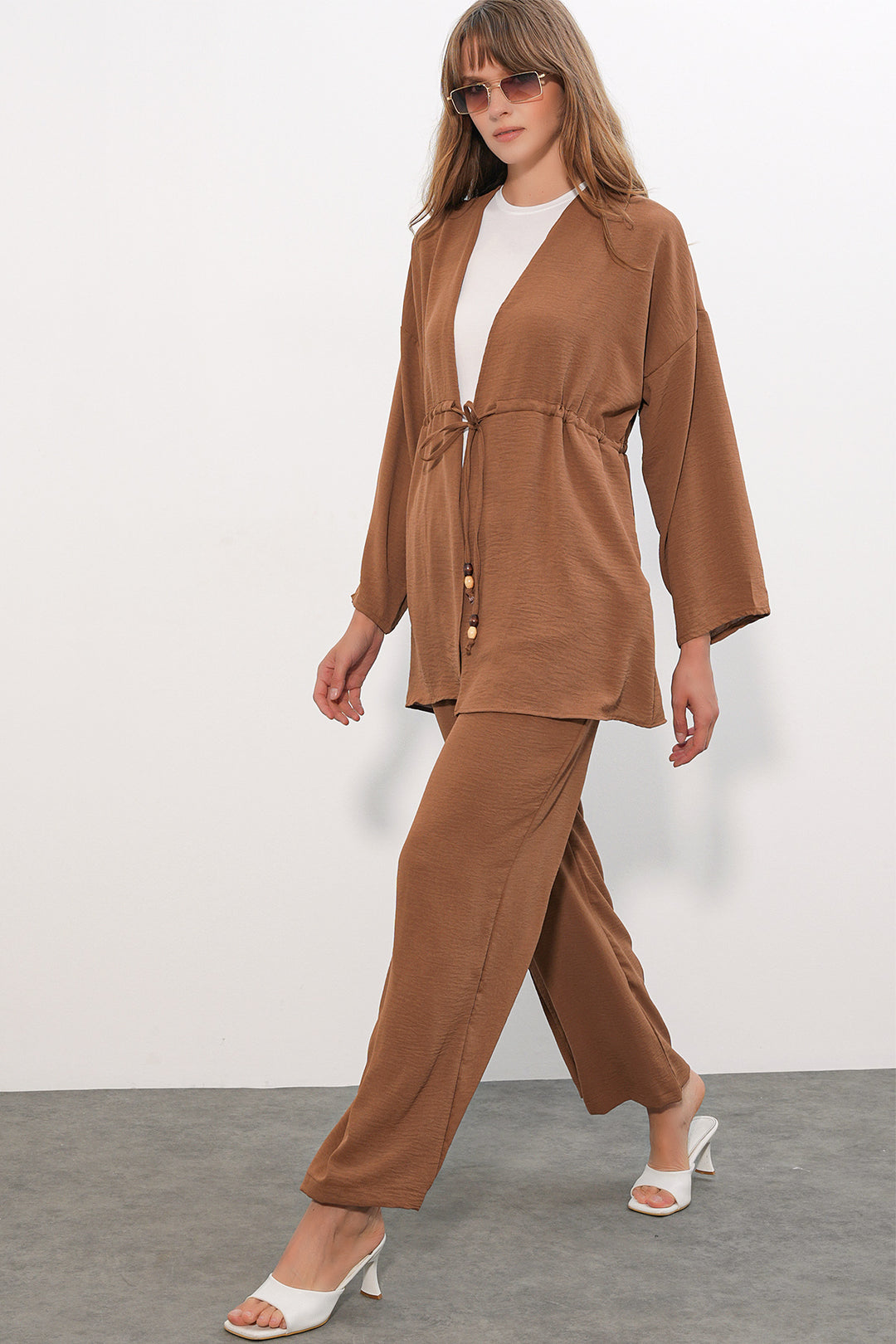Bigdart Ensemble de 2 pantalons kimono Ayrobin pour femme 30101 - fauve