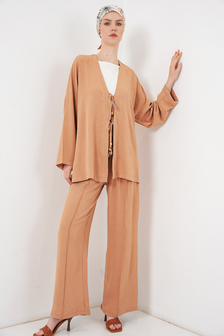 Bigdart Ensemble pantalon kimono ayrobin pour femmes 6739 - Biscuit