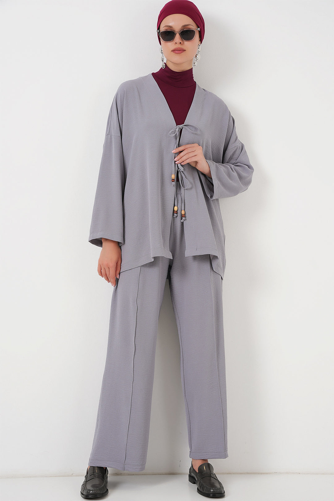 Bigdart Ensemble à deux pièces en Ayrobin kimono pour femme 6739 - Gris