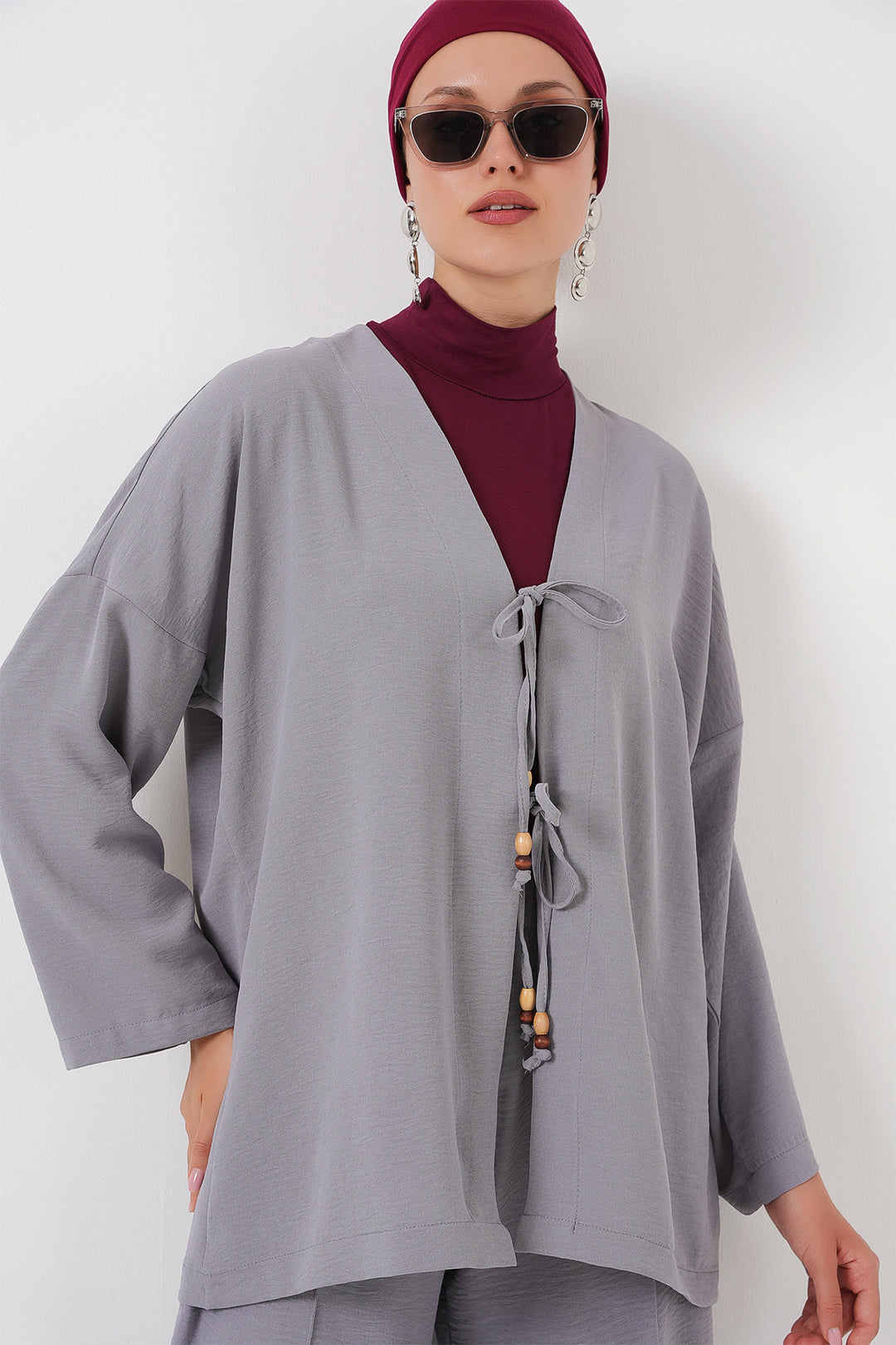 Bigdart Ensemble à deux pièces en Ayrobin kimono pour femme 6739 - Gris