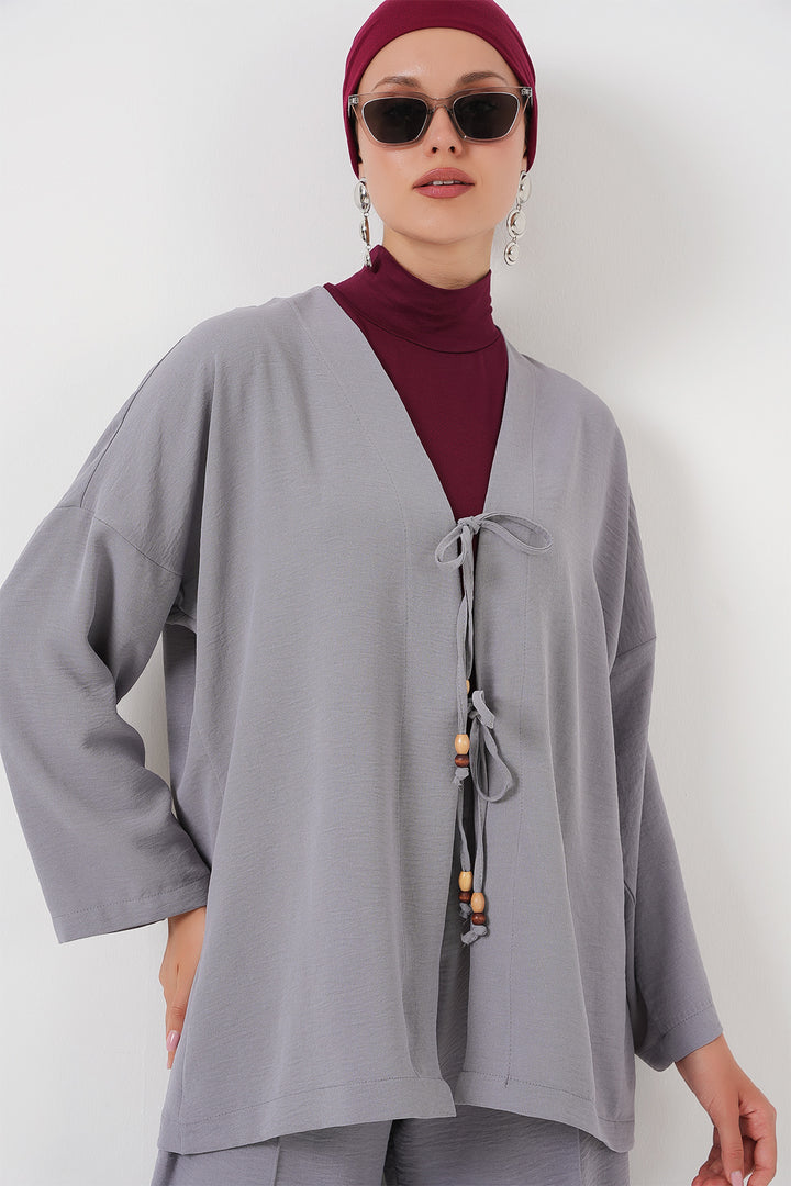 Bigdart Ensemble à deux pièces en Ayrobin kimono pour femme 6739 - Gris