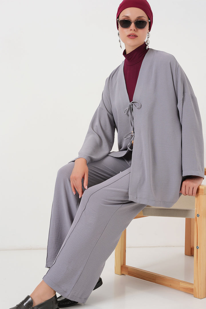 Bigdart Ensemble à deux pièces en Ayrobin kimono pour femme 6739 - Gris