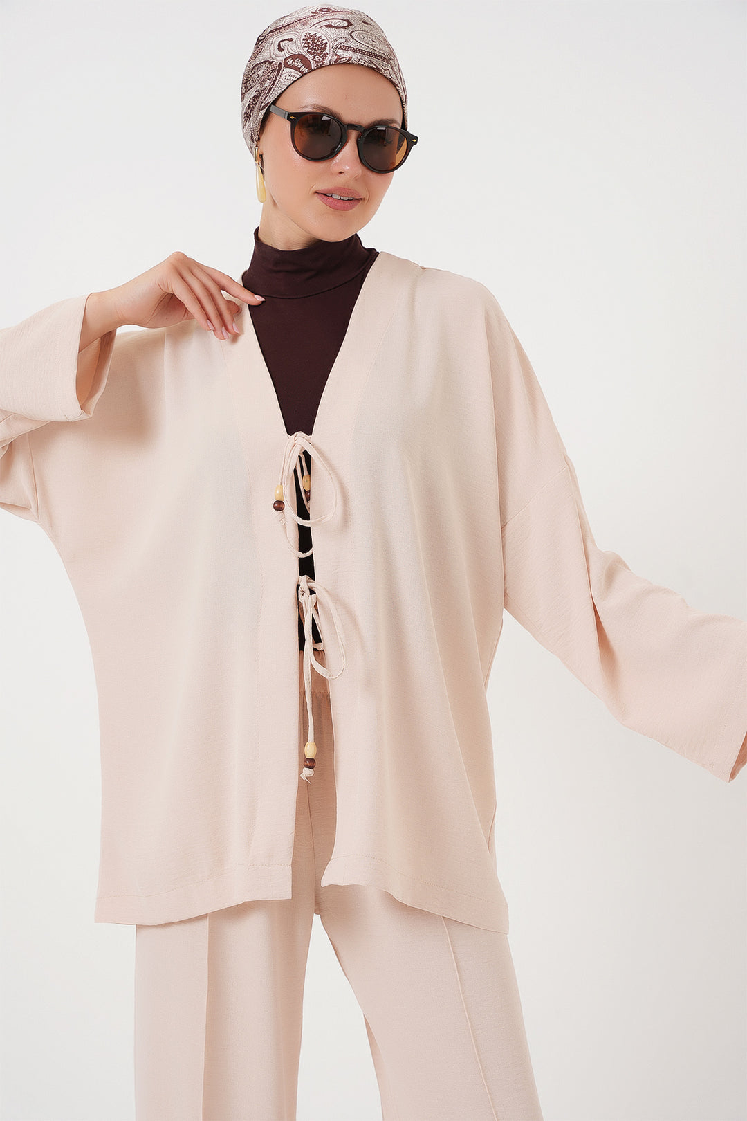 Bigdart Ensemble à deux pièces en Ayrobin kimono pour femme 6739 - Crème