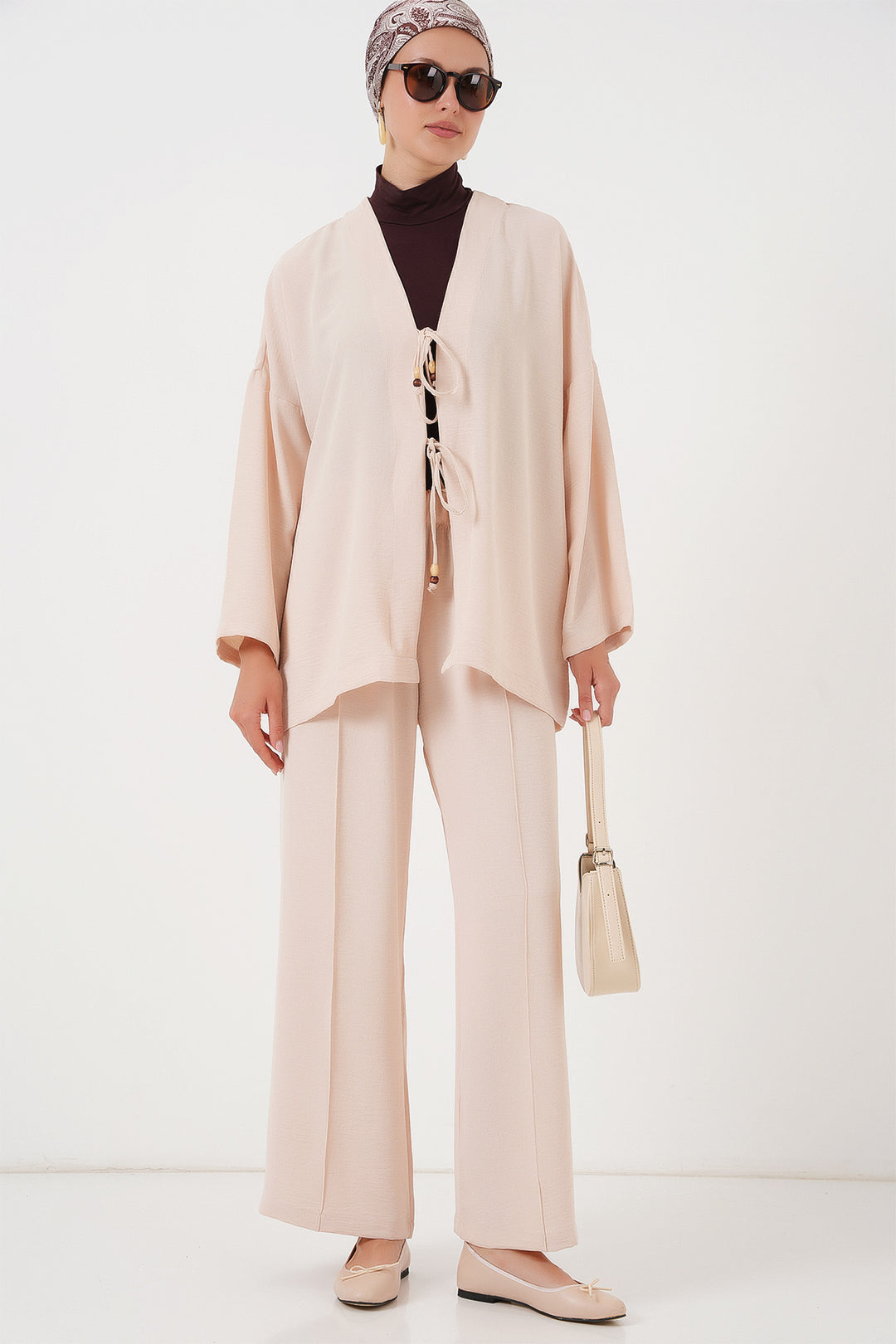 Bigdart Ensemble à deux pièces en Ayrobin kimono pour femme 6739 - Crème