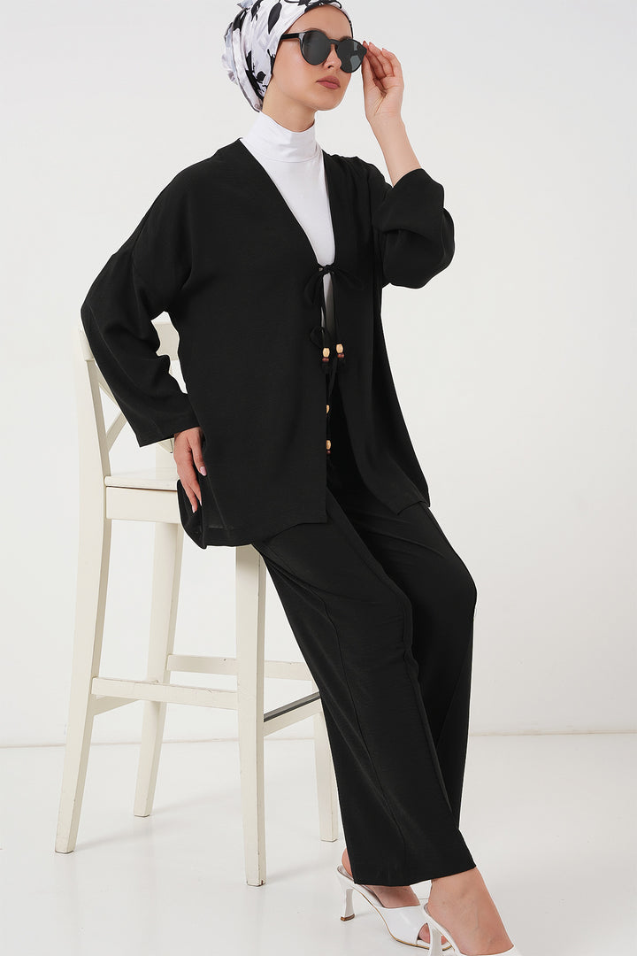 Bigdart Ensemble à deux pièces en Ayrobin kimono pour femme 6739 - Noir