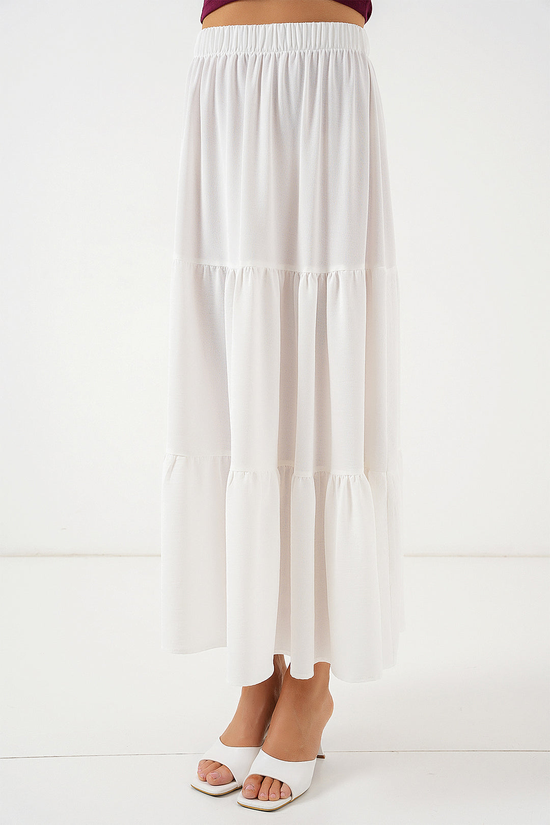 Bigdart Jupe longue en ayrobin pour femme 8048 - Blanc
