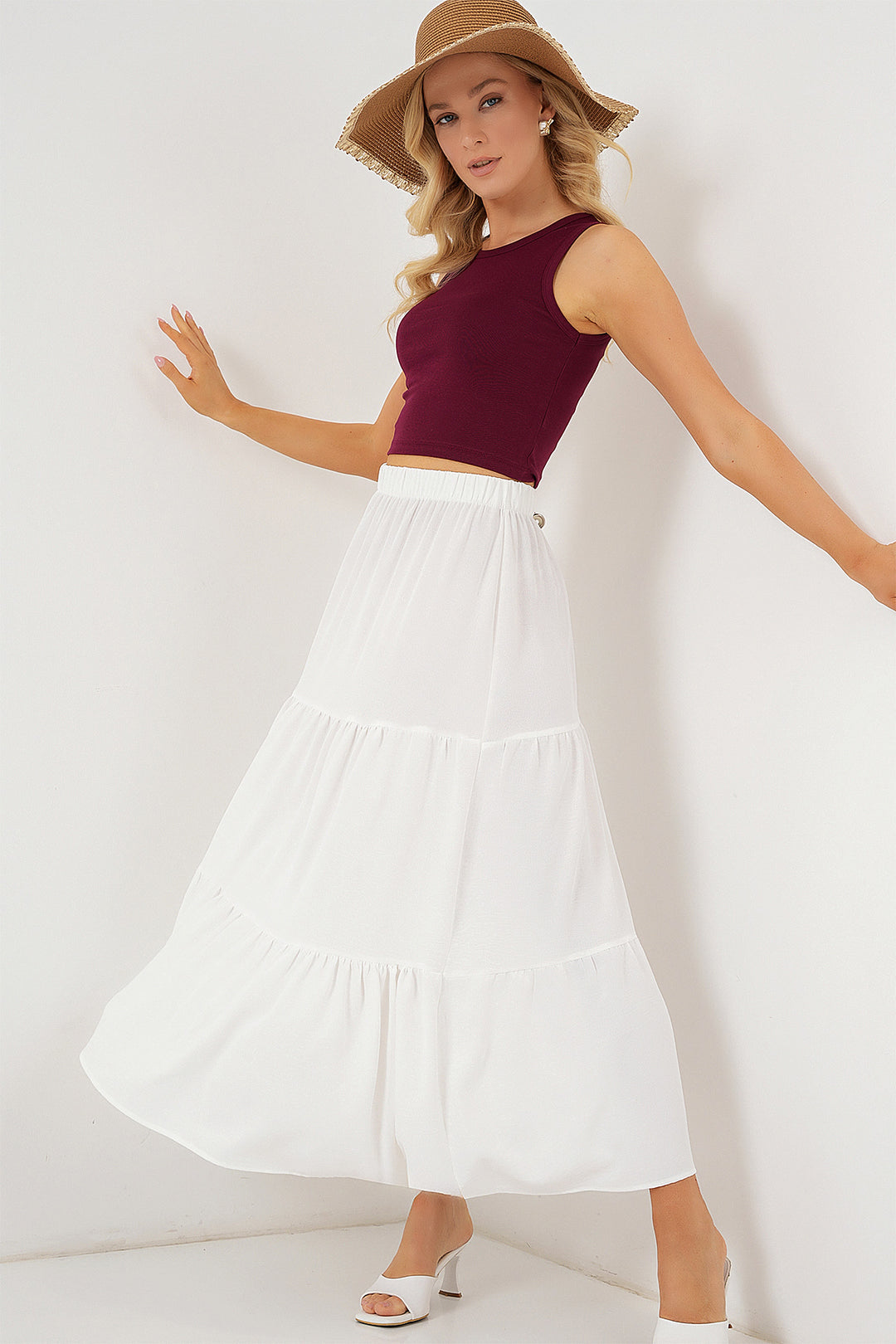 Bigdart Jupe longue en ayrobin pour femme 8048 - Blanc