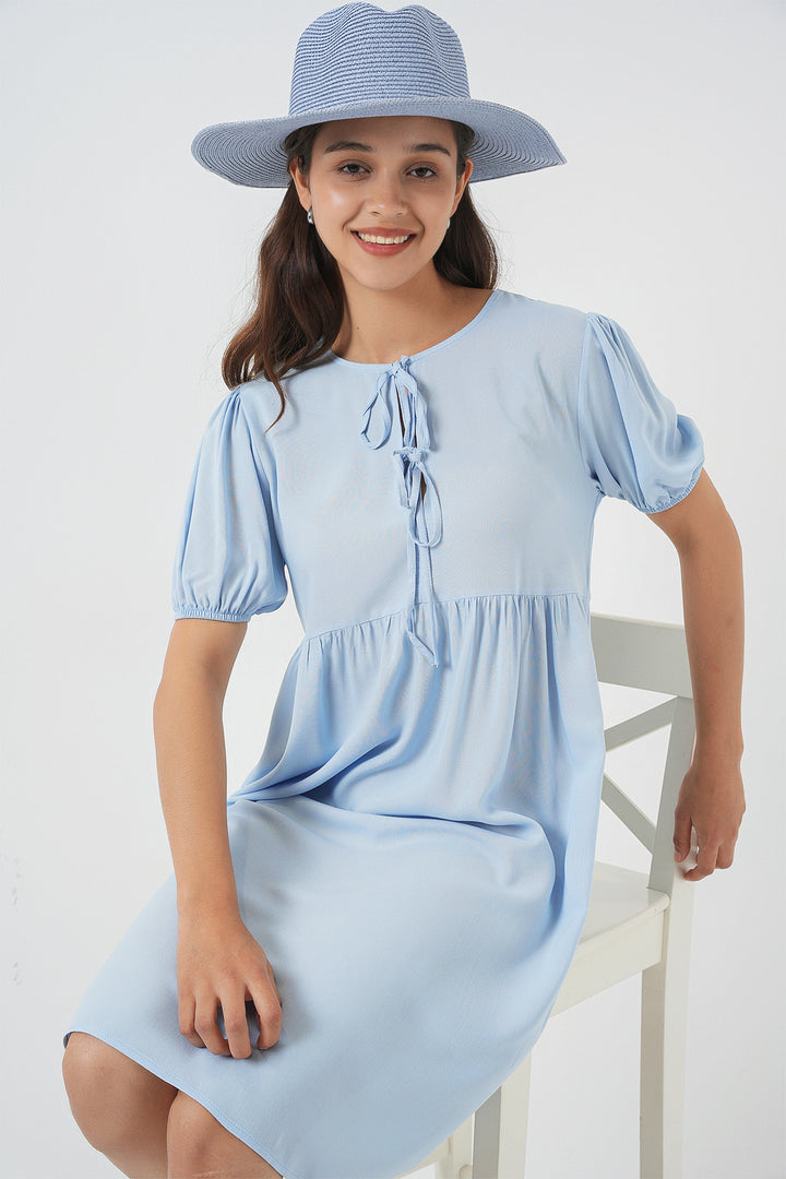 Bigdart Robe midi à lacets pour femme 2575 - Bleu