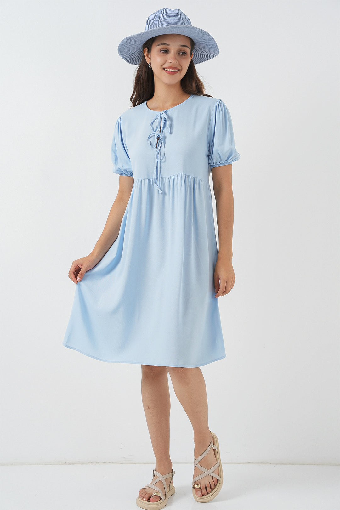 Bigdart Robe midi à lacets pour femme 2575 - Bleu
