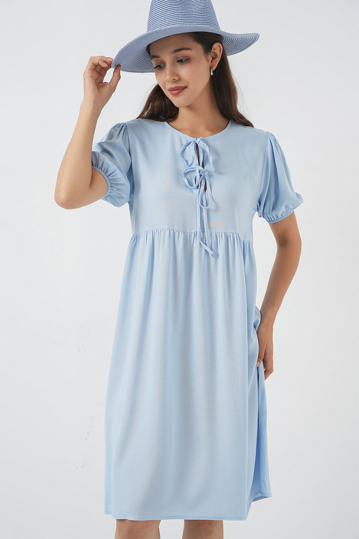 Bigdart Robe midi à lacets pour femme 2575 - Bleu