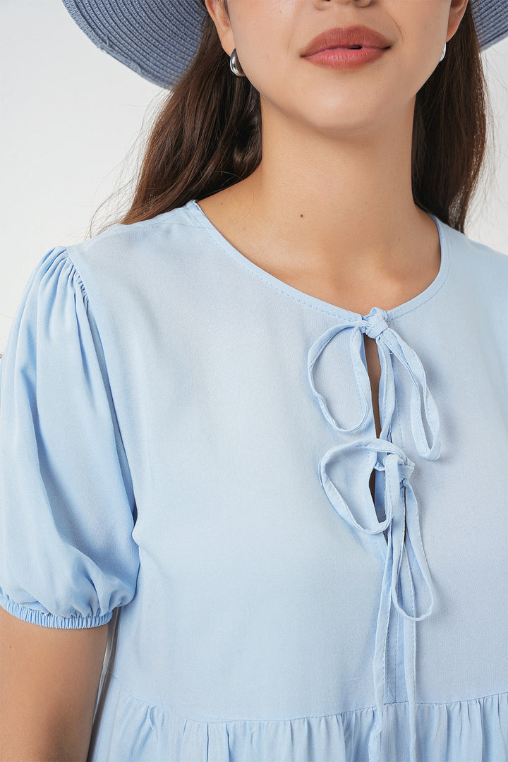 Bigdart Robe midi à lacets pour femme 2575 - Bleu