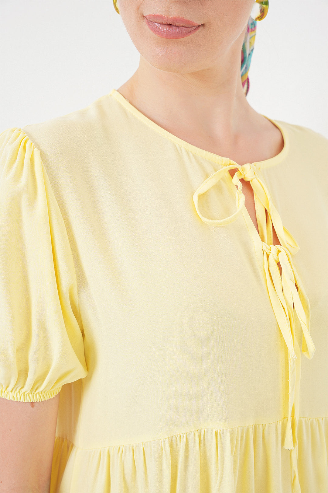 Bigdart Robe midi à lacets pour femmes 2575 - Jaune