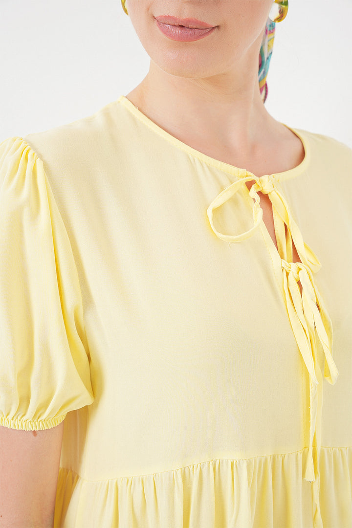 Bigdart Robe midi à lacets pour femmes 2575 - Jaune